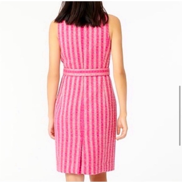 Jcrew Mockneck belted sheath dress in pink disco tweed - Picture 2 of 9